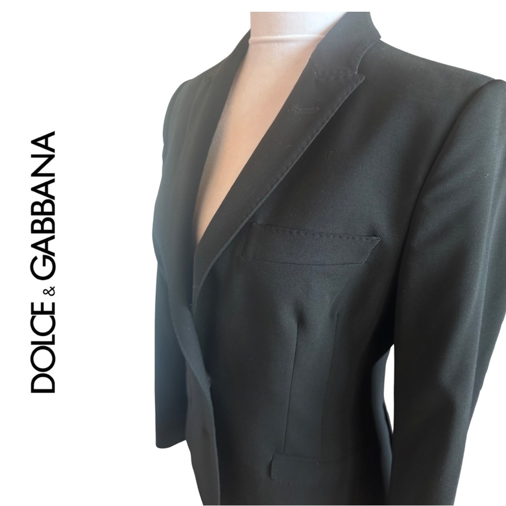 Dolce & Gabbana Suit F1275T Black Stretch Leopard Lined Pant Blazer IT44 8 10 M - Picture 10 of 17